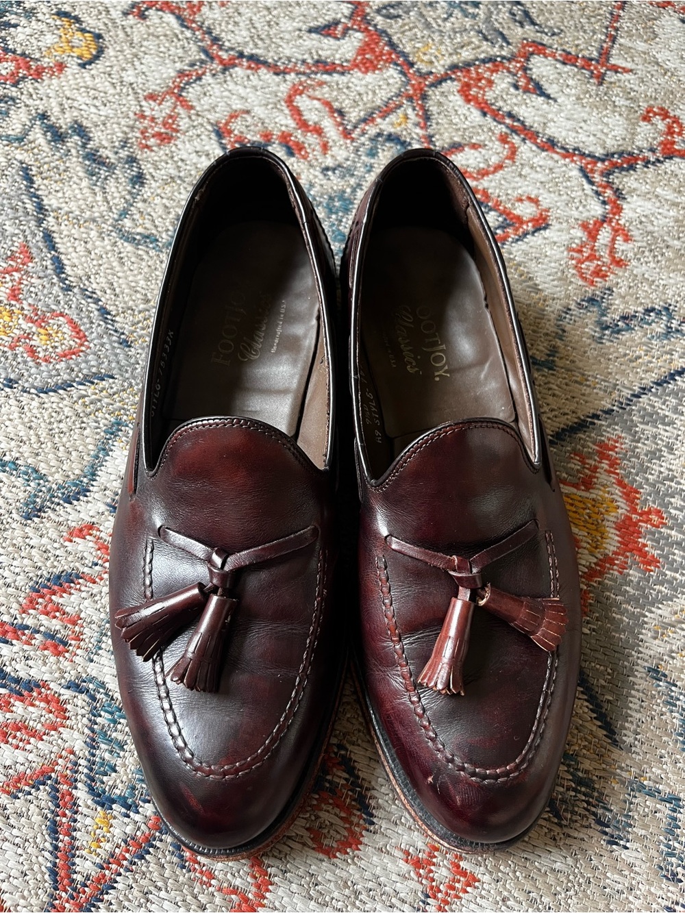 FootJoy Mens Burgundy Tassel Leather Loafers